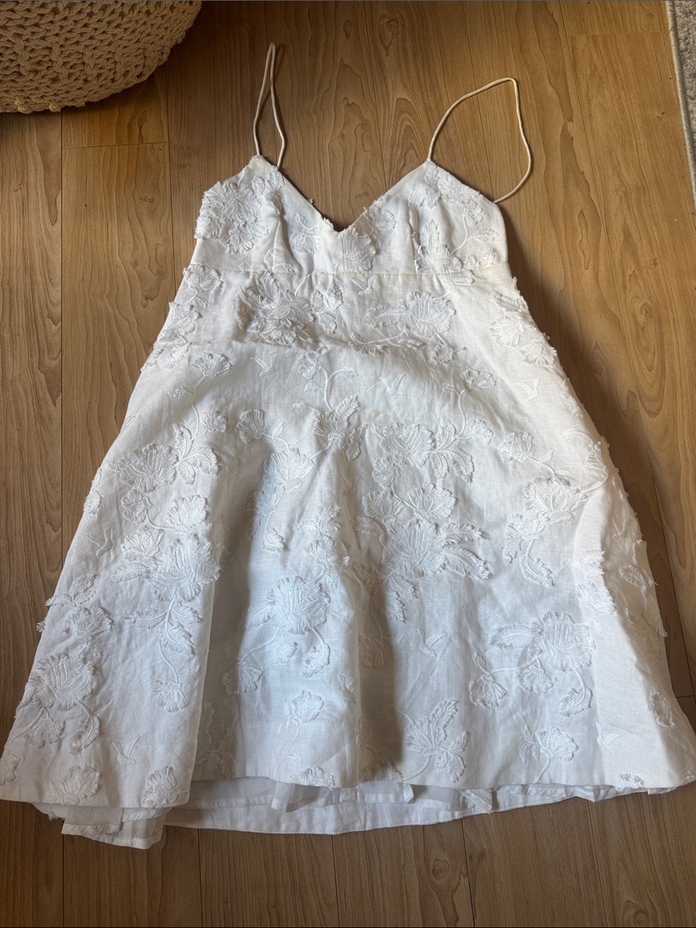 Zimmermann Woman Mischief Dawning Flared Fil Coupé Linen Mini Dress Ivory